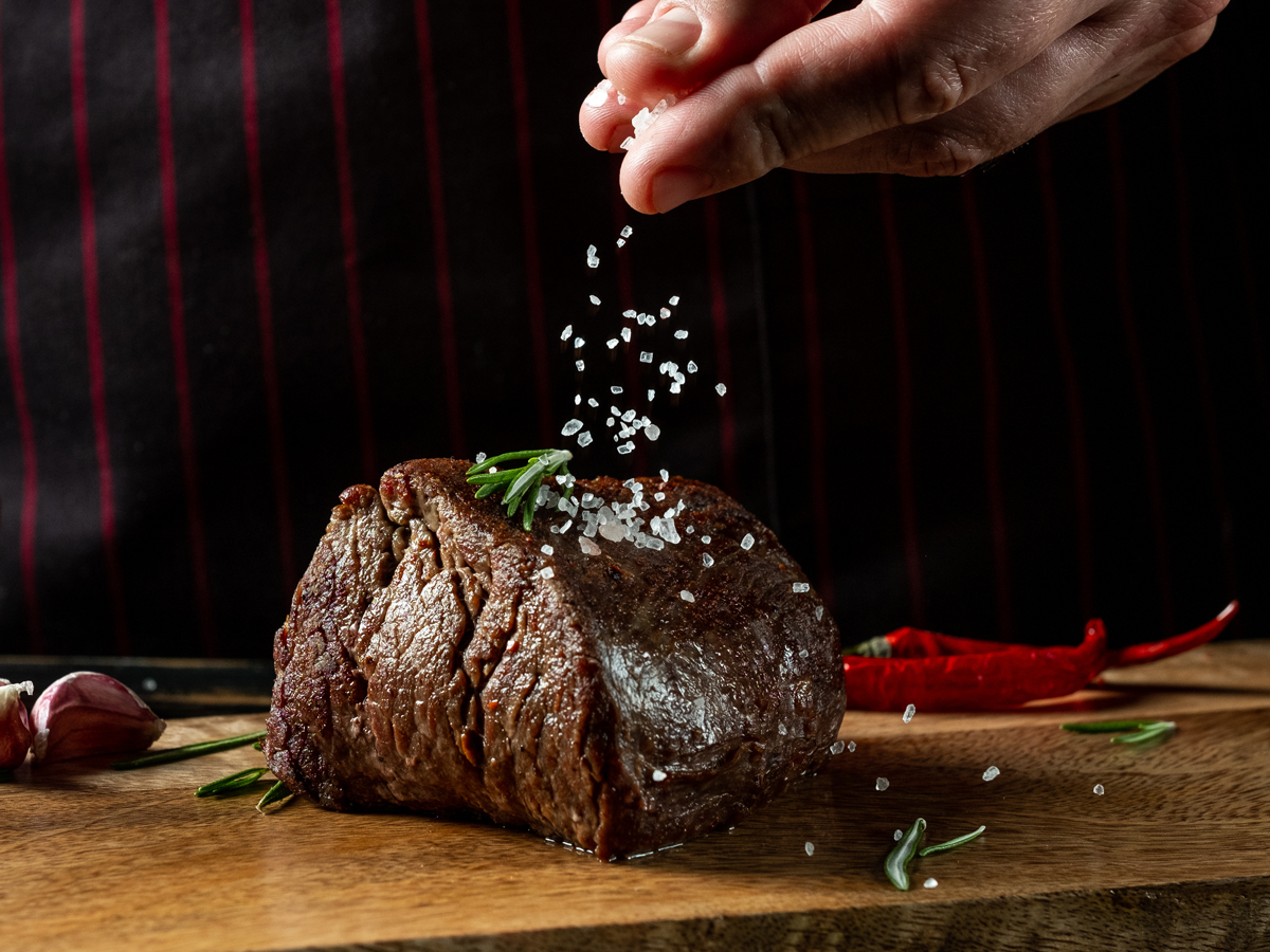 FPO placeholder for steak and finishing salt photography
